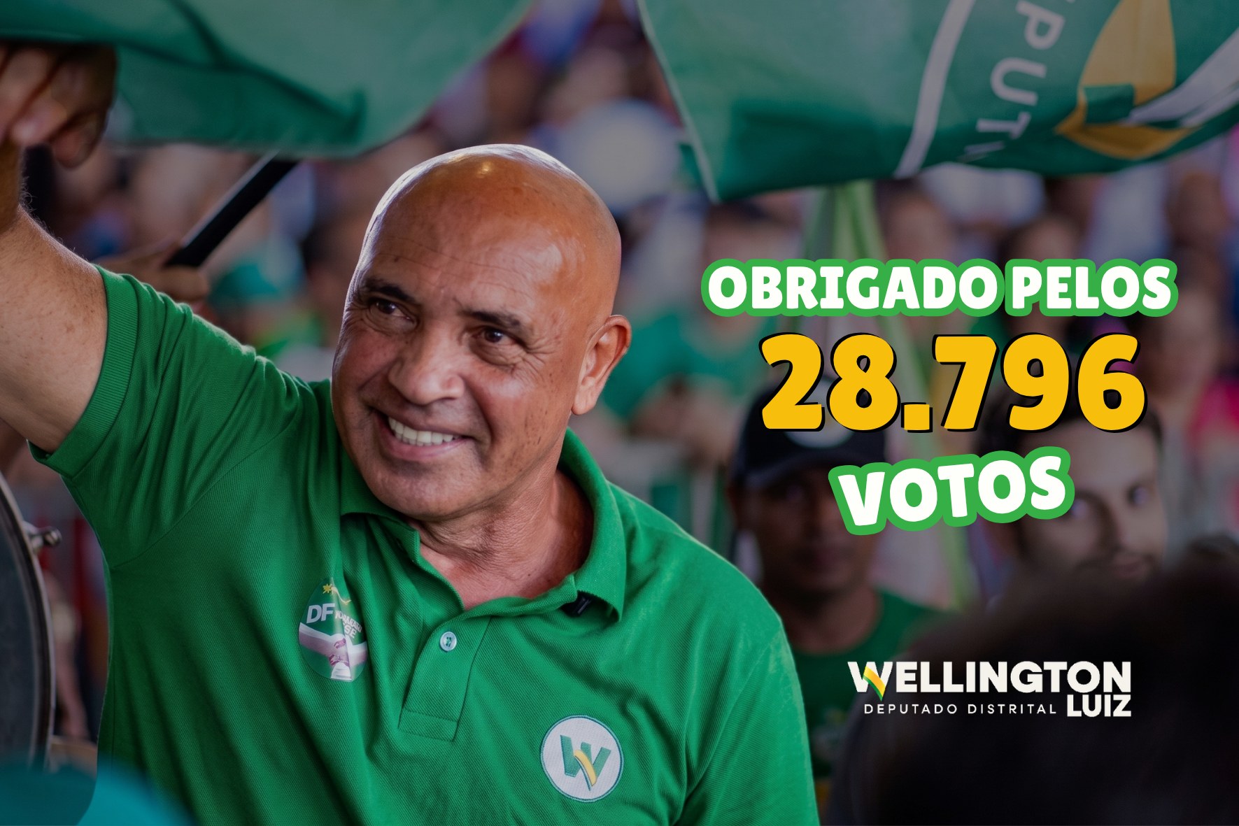 Obrigado pelos 28.796 votos — Wellington Luiz, Deputado Distrital